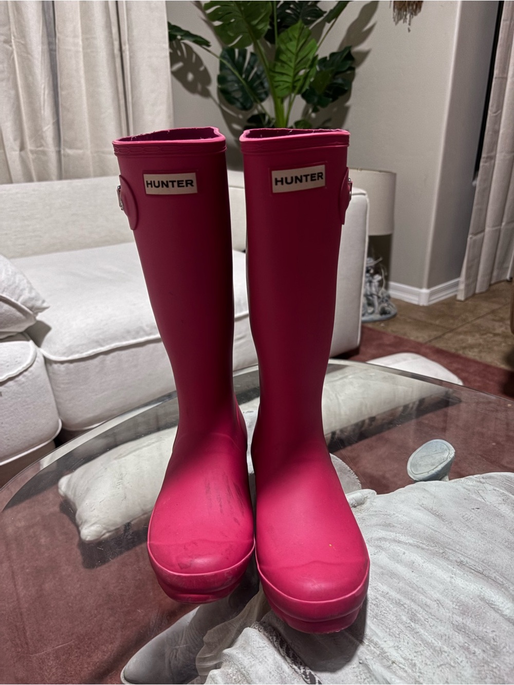 Hunter Bright Pink 36 Tall Rubber Rain Boots